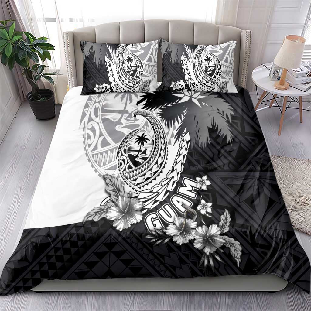 Hafa Adai Guam Bedding Set Polynesian Palm Tree Tattoo Hibiscus and Plumeria Art LT03 - Polynesian Pride