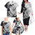 Hafa Adai Guam Family Matching Off The Shoulder Long Sleeve Dress and Hawaiian Shirt Polynesian Palm Tree Tattoo Hibiscus and Plumeria Art