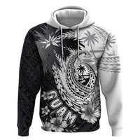 Hafa Adai Guam Hoodie Polynesian Palm Tree Tattoo Hibiscus and Plumeria Art LT03 Pullover Hoodie Black - Polynesian Pride