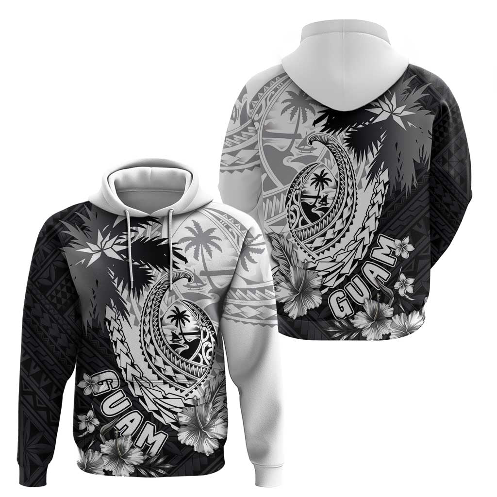 Hafa Adai Guam Hoodie Polynesian Palm Tree Tattoo Hibiscus and Plumeria Art LT03 - Polynesian Pride