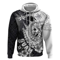 Hafa Adai Guam Hoodie Polynesian Palm Tree Tattoo Hibiscus and Plumeria Art LT03 Zip Hoodie Black - Polynesian Pride