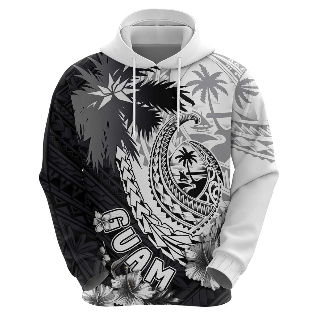 Hafa Adai Guam Hoodie Polynesian Palm Tree Tattoo Hibiscus and Plumeria Art LT03 - Polynesian Pride