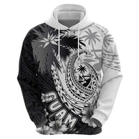 Hafa Adai Guam Hoodie Polynesian Palm Tree Tattoo Hibiscus and Plumeria Art LT03 - Polynesian Pride