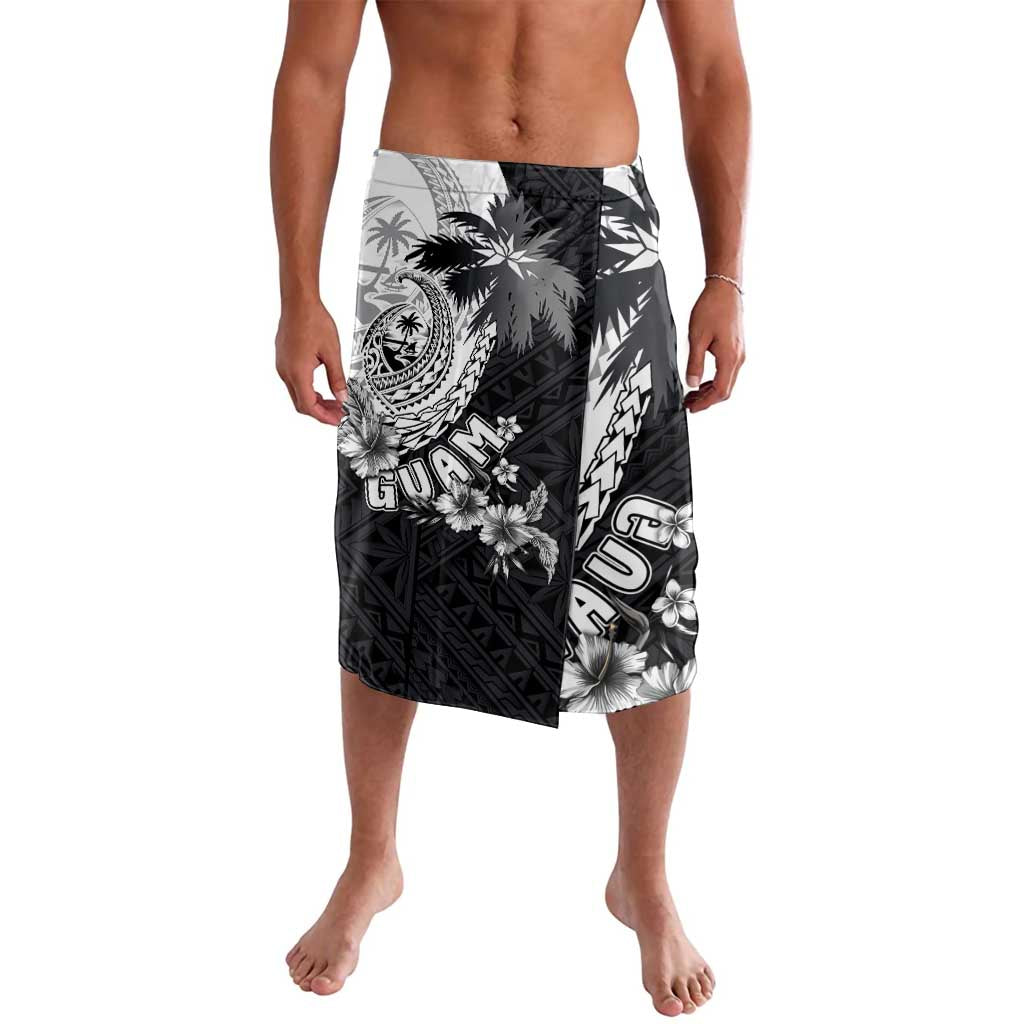 Hafa Adai Guam Lavalava Polynesian Palm Tree Tattoo Hibiscus and Plumeria Art LT03 Black - Polynesian Pride