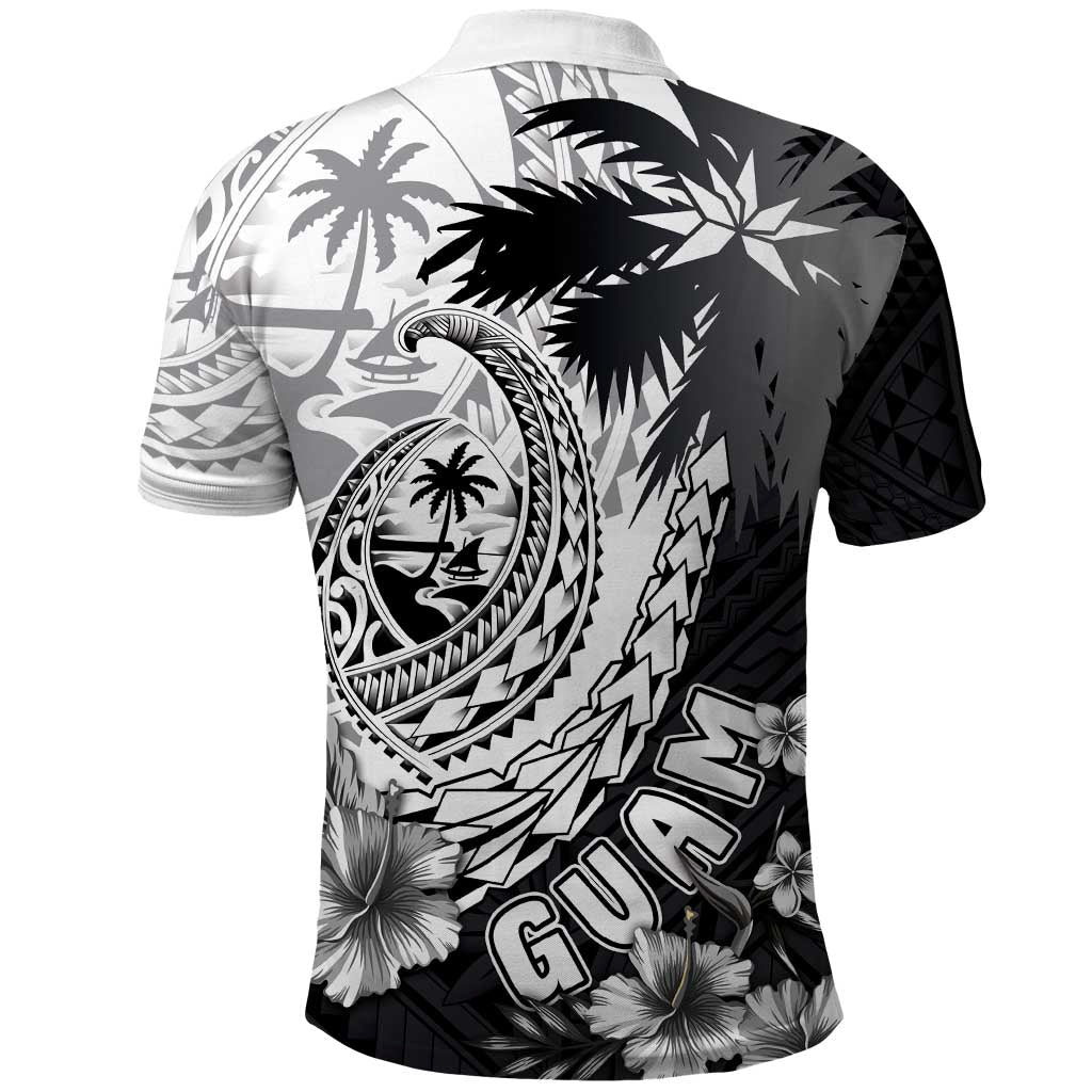 Hafa Adai Guam Polo Shirt Polynesian Palm Tree Tattoo Hibiscus and Plumeria Art LT03 - Polynesian Pride