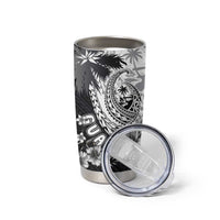 Hafa Adai Guam Tumbler Cup Polynesian Palm Tree Tattoo Hibiscus and Plumeria Art LT03 - Polynesian Pride