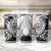 Hafa Adai Guam Tumbler Cup Polynesian Palm Tree Tattoo Hibiscus and Plumeria Art LT03 - Polynesian Pride