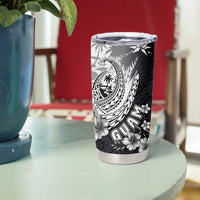 Hafa Adai Guam Tumbler Cup Polynesian Palm Tree Tattoo Hibiscus and Plumeria Art LT03 - Polynesian Pride