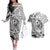 Guam-Land of the Chamorro Couples Matching Off The Shoulder Long Sleeve Dress and Hawaiian Shirt Polynesian Tattoo Style Hibiscus and Plumeria Art