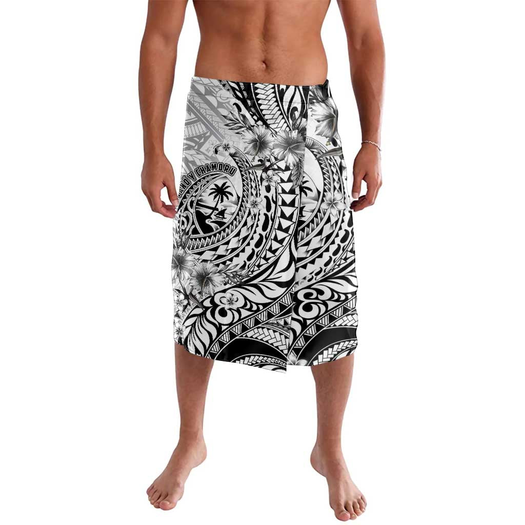 Guam-Land of the Chamorro Lavalava Polynesian Tattoo Style Hibiscus and Plumeria Art LT03 Black - Polynesian Pride