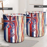 Hawaiian Sea Animals Laundry Basket with Lei and Flag Style LT03 - Polynesian Pride