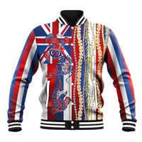Hawaiian Sea Animals Baseball Jacket with Lei and Flag Style LT03 Unisex Multicolor - Polynesian Pride