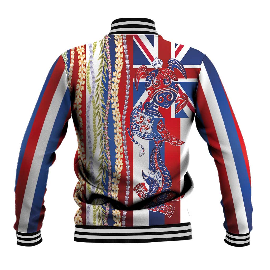 Hawaiian Sea Animals Baseball Jacket with Lei and Flag Style LT03 - Polynesian Pride