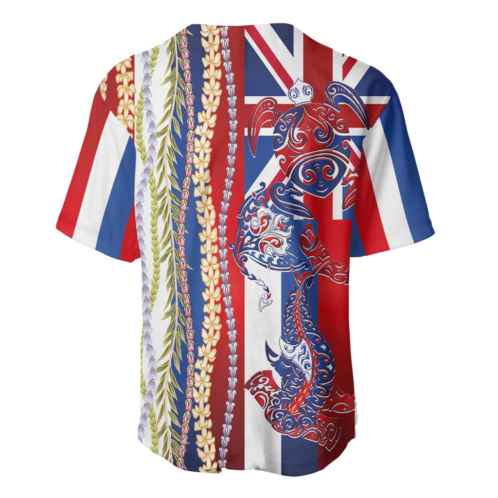 Hawaiian Sea Animals Baseball Jersey with Lei and Flag Style LT03 - Polynesian Pride