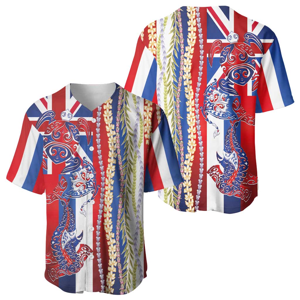 Hawaiian Sea Animals Baseball Jersey with Lei and Flag Style LT03 - Polynesian Pride