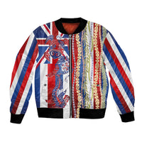 Hawaiian Sea Animals Bomber Jacket with Lei and Flag Style LT03 Unisex Multicolor - Polynesian Pride