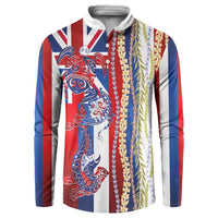 Hawaiian Sea Animals Button Sweatshirt with Lei and Flag Style LT03 Multicolor - Polynesian Pride