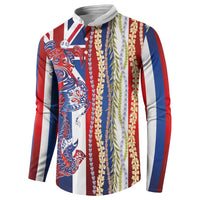 Hawaiian Sea Animals Button Sweatshirt with Lei and Flag Style LT03 - Polynesian Pride