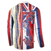 Hawaiian Sea Animals Button Sweatshirt with Lei and Flag Style LT03 - Polynesian Pride