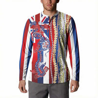 Hawaiian Sea Animals Button Sweatshirt with Lei and Flag Style LT03 - Polynesian Pride
