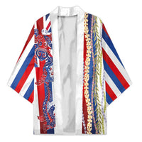Hawaiian Sea Animals Kimono with Lei and Flag Style LT03 Unisex Multicolor - Polynesian Pride