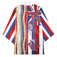 Hawaiian Sea Animals Kimono with Lei and Flag Style LT03 - Polynesian Pride