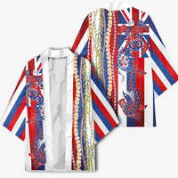 Hawaiian Sea Animals Kimono with Lei and Flag Style LT03 - Polynesian Pride