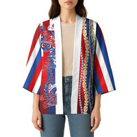 Hawaiian Sea Animals Kimono with Lei and Flag Style LT03 - Polynesian Pride
