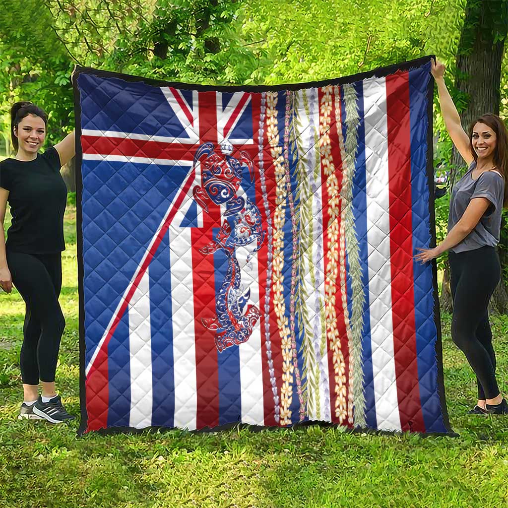 Hawaiian Sea Animals Quilt with Lei and Flag Style LT03 - Polynesian Pride