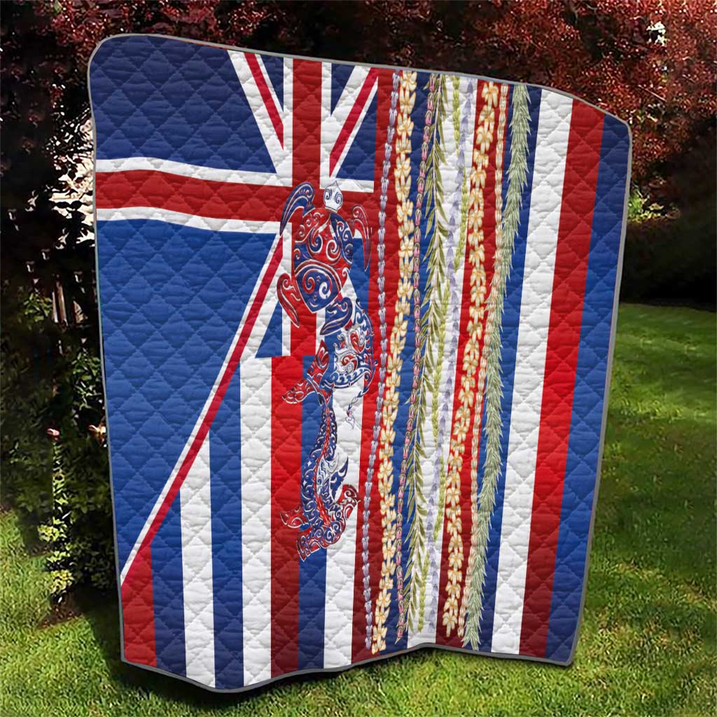 Hawaiian Sea Animals Quilt with Lei and Flag Style LT03 - Polynesian Pride