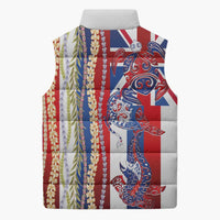 Hawaiian Sea Animals Sleeveless Puffer Jacket with Lei and Flag Style LT03 - Polynesian Pride