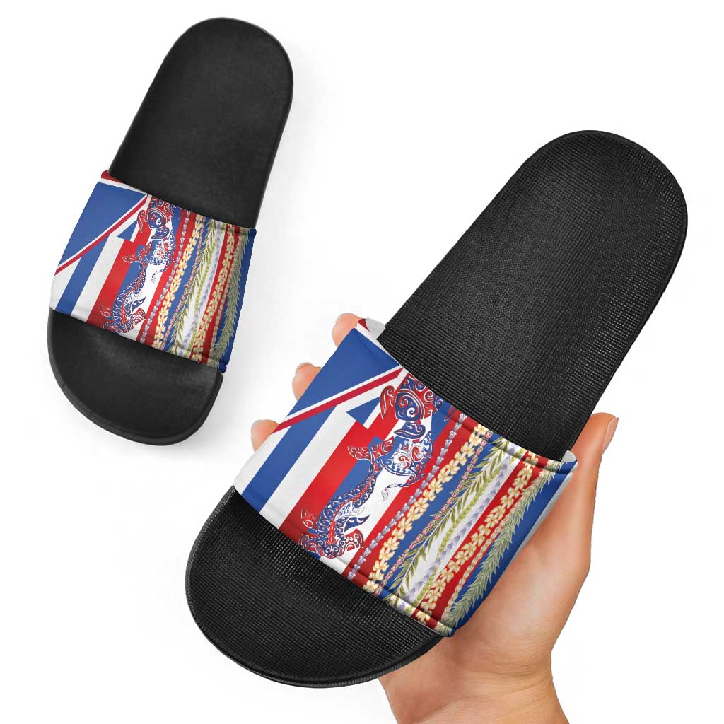 Hawaiian Sea Animals Slide Sandals with Lei and Flag Style LT03 - Polynesian Pride