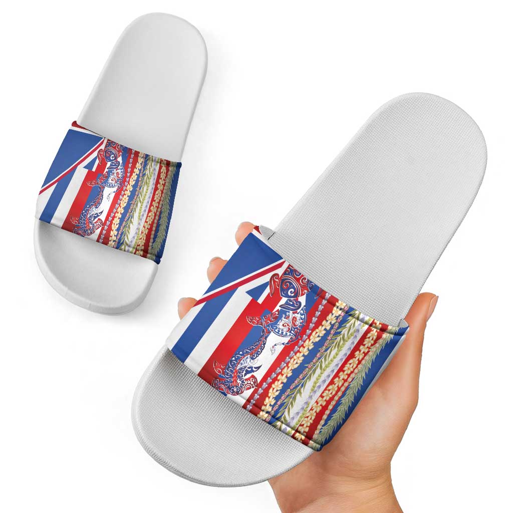 Hawaiian Sea Animals Slide Sandals with Lei and Flag Style LT03 - Polynesian Pride