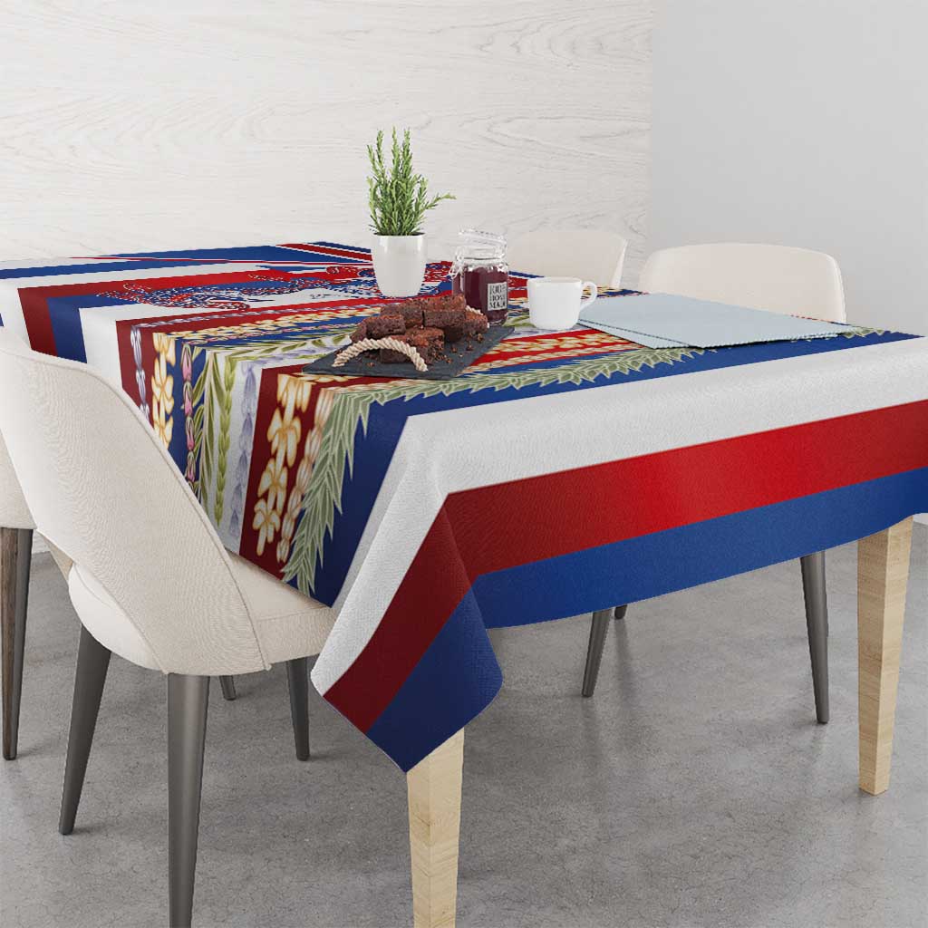 Hawaiian Sea Animals Tablecloth with Lei and Flag Style LT03 - Polynesian Pride