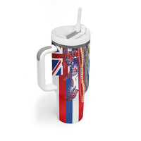 Hawaiian Sea Animals Tumbler With Handle with Lei and Flag Style LT03 - Polynesian Pride