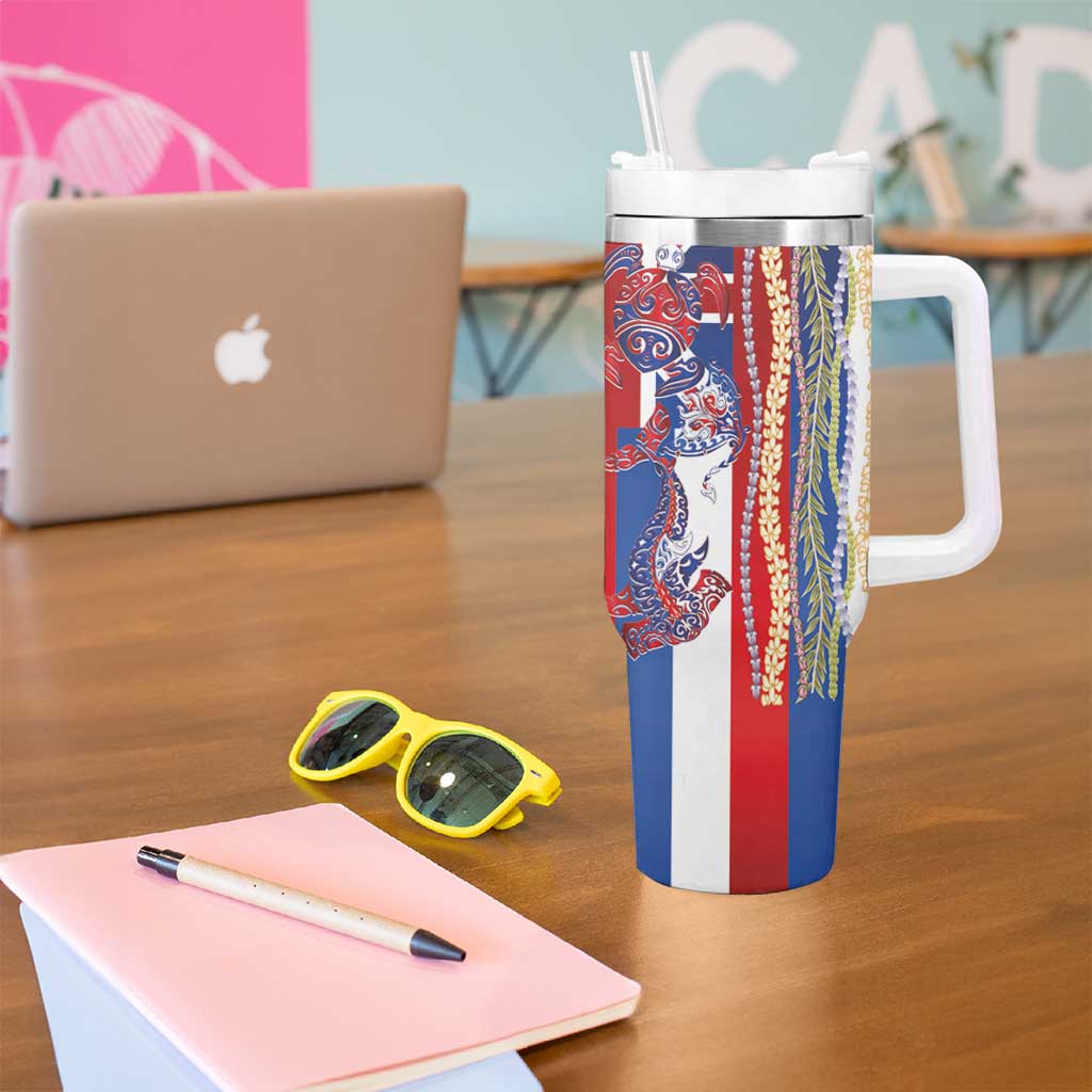 Hawaiian Sea Animals Tumbler With Handle with Lei and Flag Style LT03 - Polynesian Pride