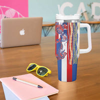 Hawaiian Sea Animals Tumbler With Handle with Lei and Flag Style LT03 - Polynesian Pride