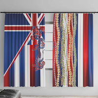 Hawaiian Sea Animals Window Curtain with Lei and Flag Style LT03 With Hooks Multicolor - Polynesian Pride