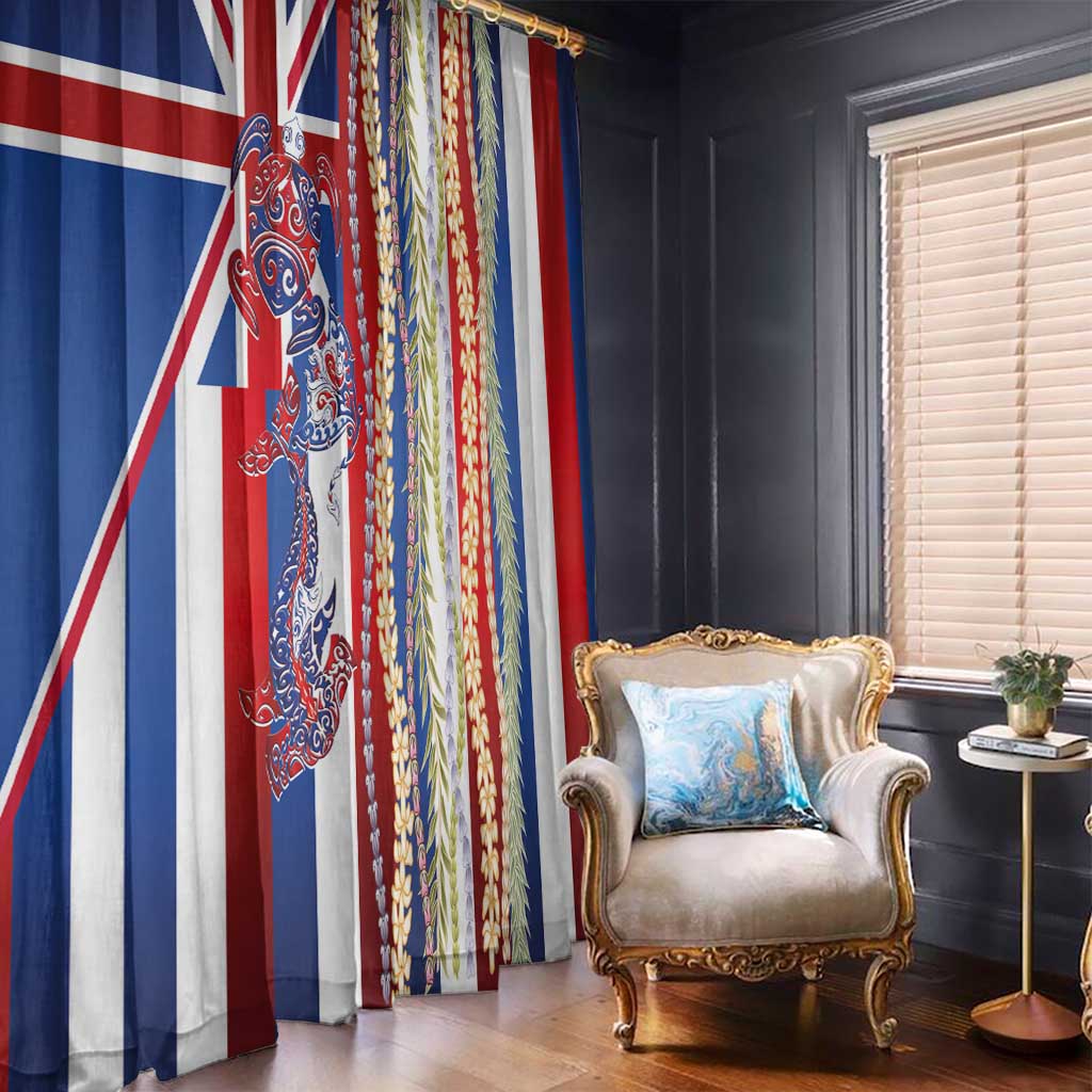 Hawaiian Sea Animals Window Curtain with Lei and Flag Style LT03 - Polynesian Pride