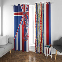 Hawaiian Sea Animals Window Curtain with Lei and Flag Style LT03 With Grommets Multicolor - Polynesian Pride