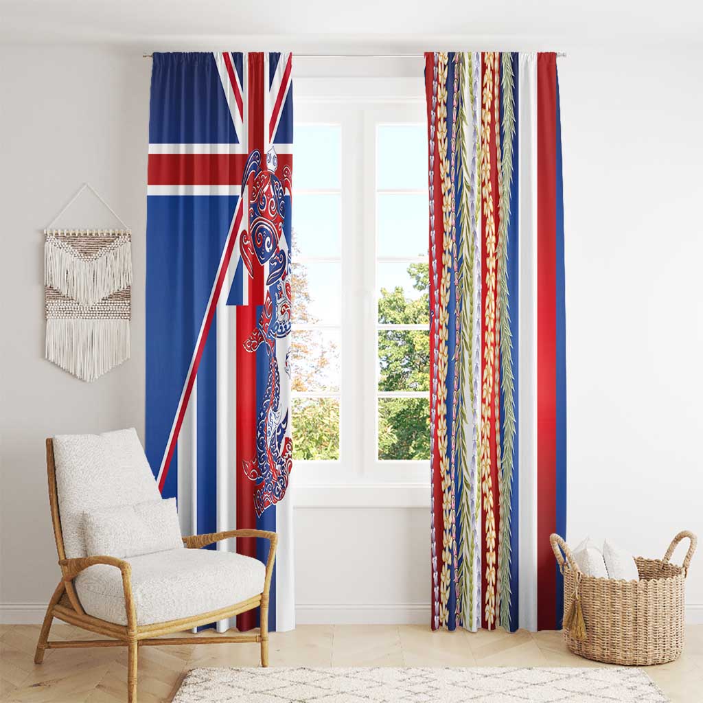 Hawaiian Sea Animals Window Curtain with Lei and Flag Style LT03 - Polynesian Pride