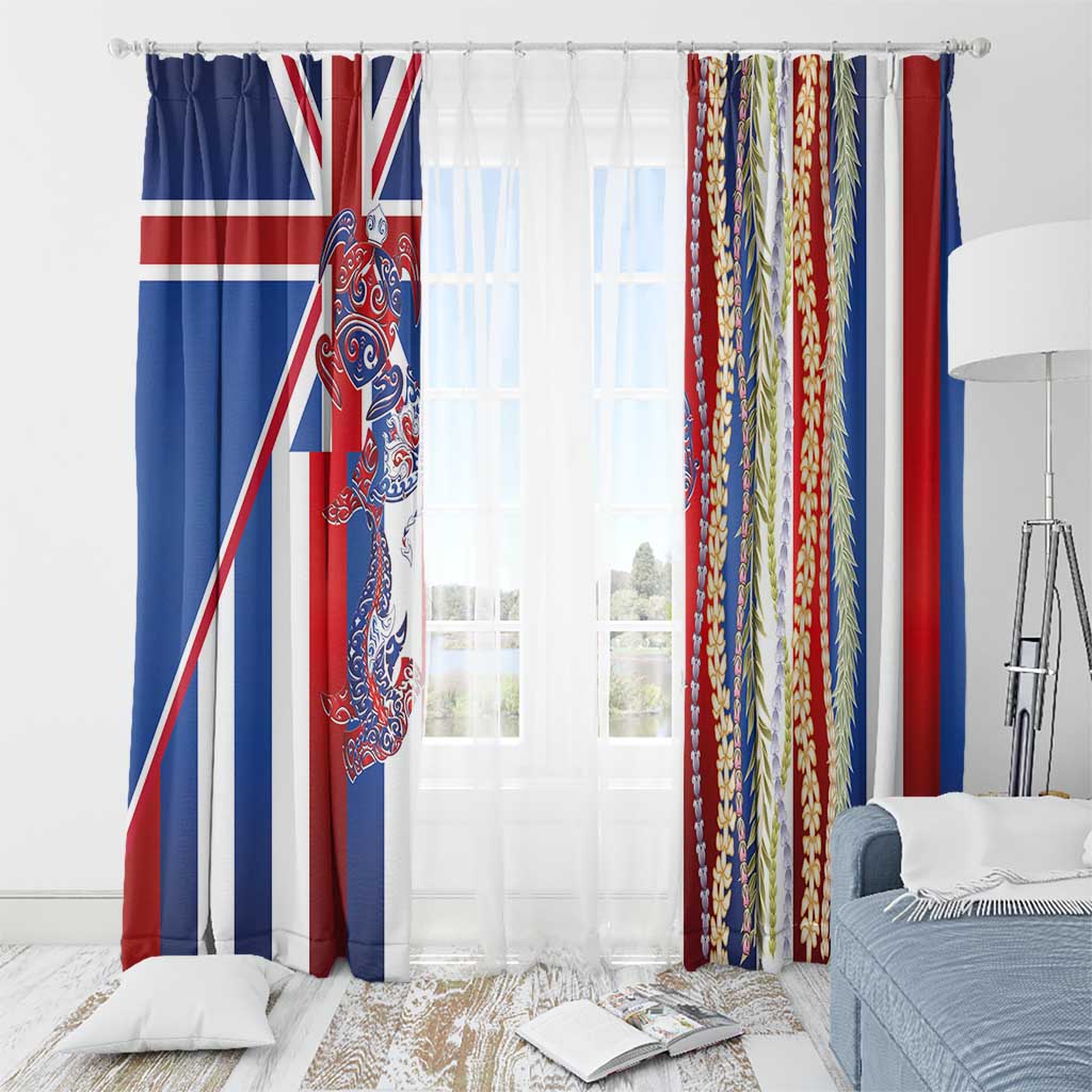 Hawaiian Sea Animals Window Curtain with Lei and Flag Style LT03 - Polynesian Pride
