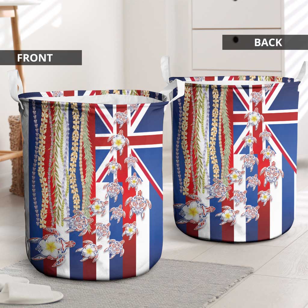 Hawaiian Polynesian Tribal Turtles Laundry Basket with Lei and Flag Style LT03 - Polynesian Pride