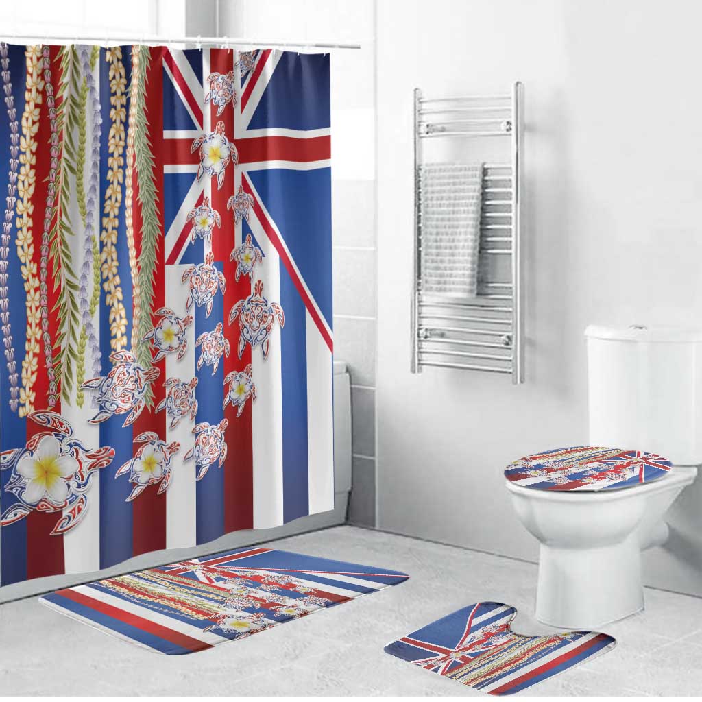 Hawaiian Polynesian Tribal Turtles Bathroom Set with Lei and Flag Style LT03 Bathroom Set (4 pcs) Multicolor - Polynesian Pride