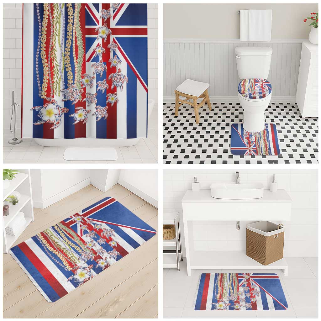 Hawaiian Polynesian Tribal Turtles Bathroom Set with Lei and Flag Style LT03 - Polynesian Pride