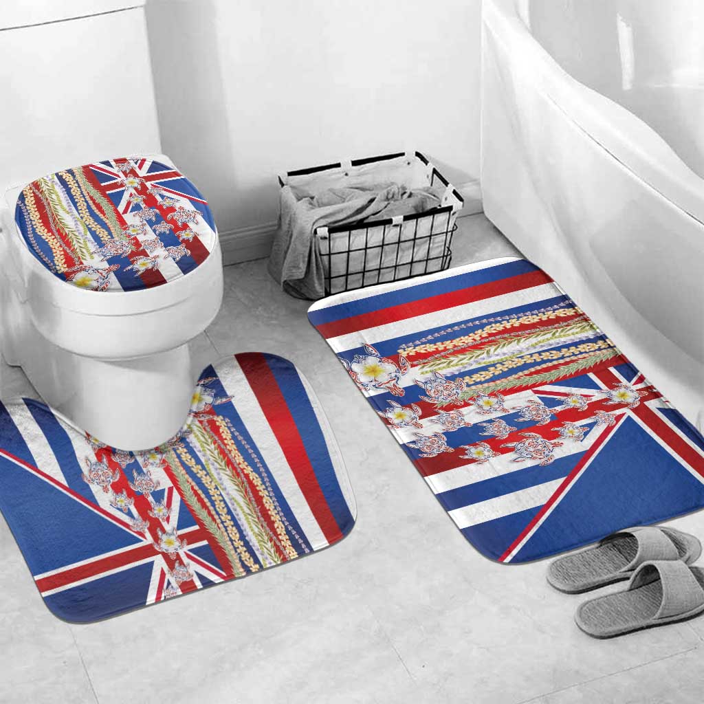 Hawaiian Polynesian Tribal Turtles Bathroom Set with Lei and Flag Style LT03 Mat Set Only (3 pcs) One Size Multicolor - Polynesian Pride