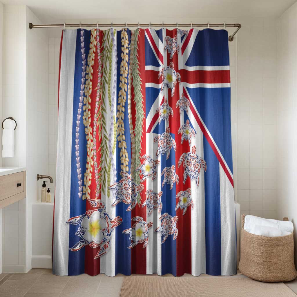 Hawaiian Polynesian Tribal Turtles Bathroom Set with Lei and Flag Style LT03 Shower Curtain Only Multicolor - Polynesian Pride