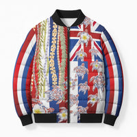 Hawaiian Polynesian Tribal Turtles Bomber Puffer Jacket with Lei and Flag Style LT03 Unisex Multicolor - Polynesian Pride