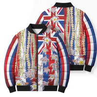 Hawaiian Polynesian Tribal Turtles Bomber Puffer Jacket with Lei and Flag Style LT03 - Polynesian Pride