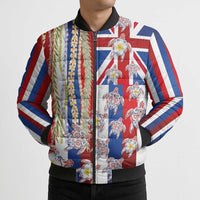 Hawaiian Polynesian Tribal Turtles Bomber Puffer Jacket with Lei and Flag Style LT03 - Polynesian Pride